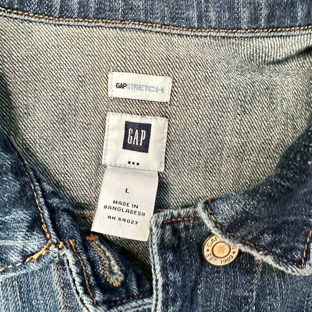 GAP Stretch Medium Wash Denim Button-Up Jean Jacket - Picture 4 of 7